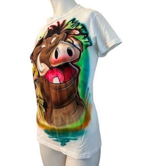 Ladies Small Juniors Large Airbrushed Hacuna Matata T Shirt Pumba Timon Vintage - Picture 3 of 6